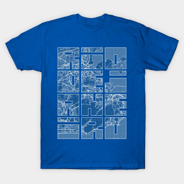 Rio de Janeiro, Brazil City Map Typography - Blueprint T-Shirt by deMAP Studio